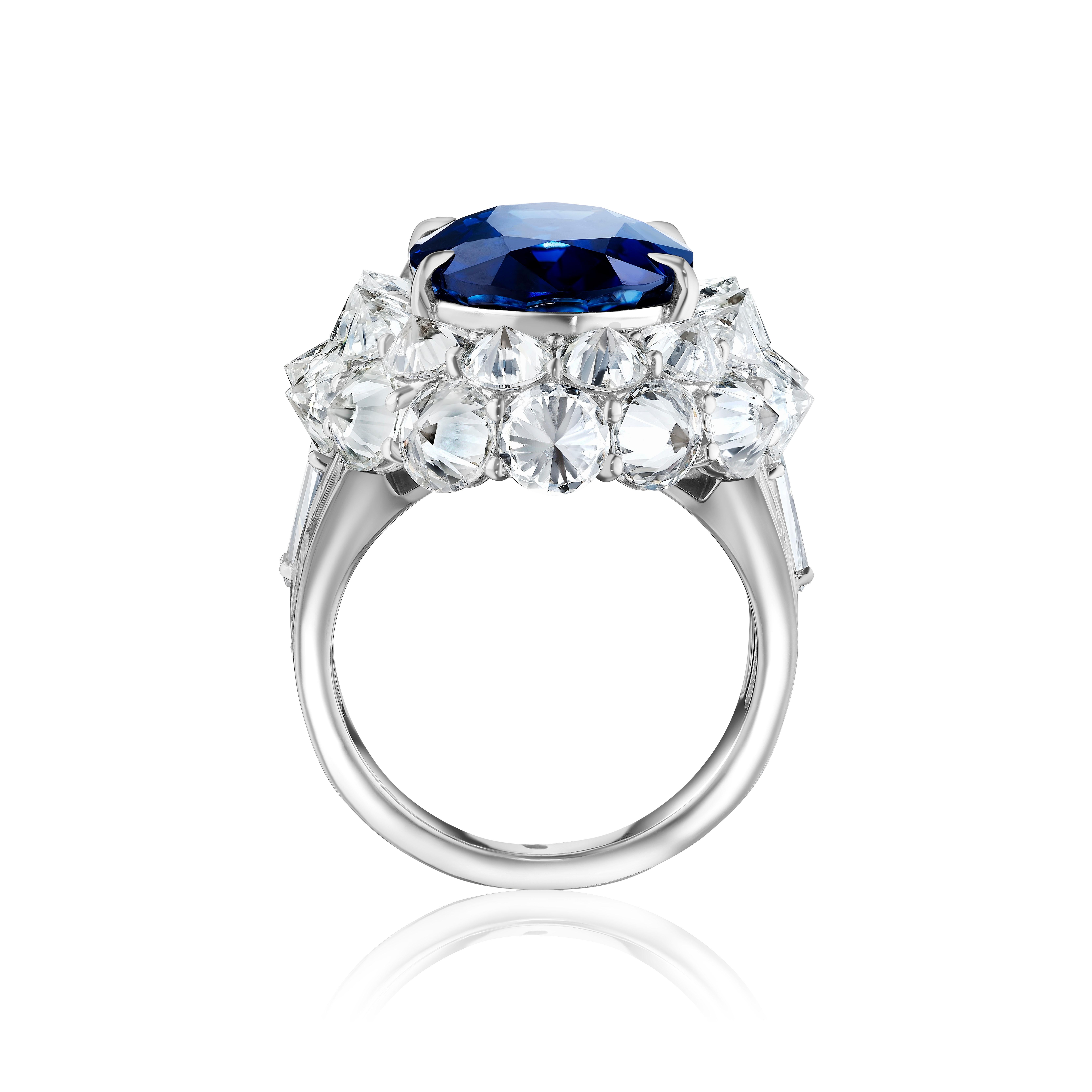 AGL Certified 12.08 Carat Sapphire and 8.61 Carats Diamond Ring In New Condition For Sale In New York, NY