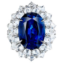 Anello con zaffiro certificato AGL da 12,08 carati e diamante da 8,61 carati