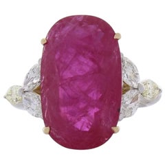 Cocktailring, AGL-zertifizierter 12,22 Karat ovaler Rubin und Marquise-Diamant