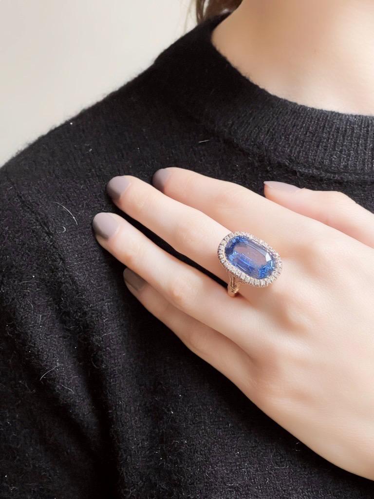 Bague avec saphir de Ceylan de 12,70 carats certifié AGL Pour femmes en vente