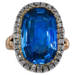 AGL Certified 12.70 Carat Ceylon Sapphire Diamond Ring