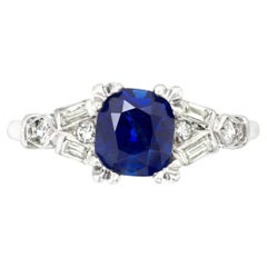 Antique AGL Certified 1.29 ct. Kashmir Sapphire Art Deco Cocktail Ring