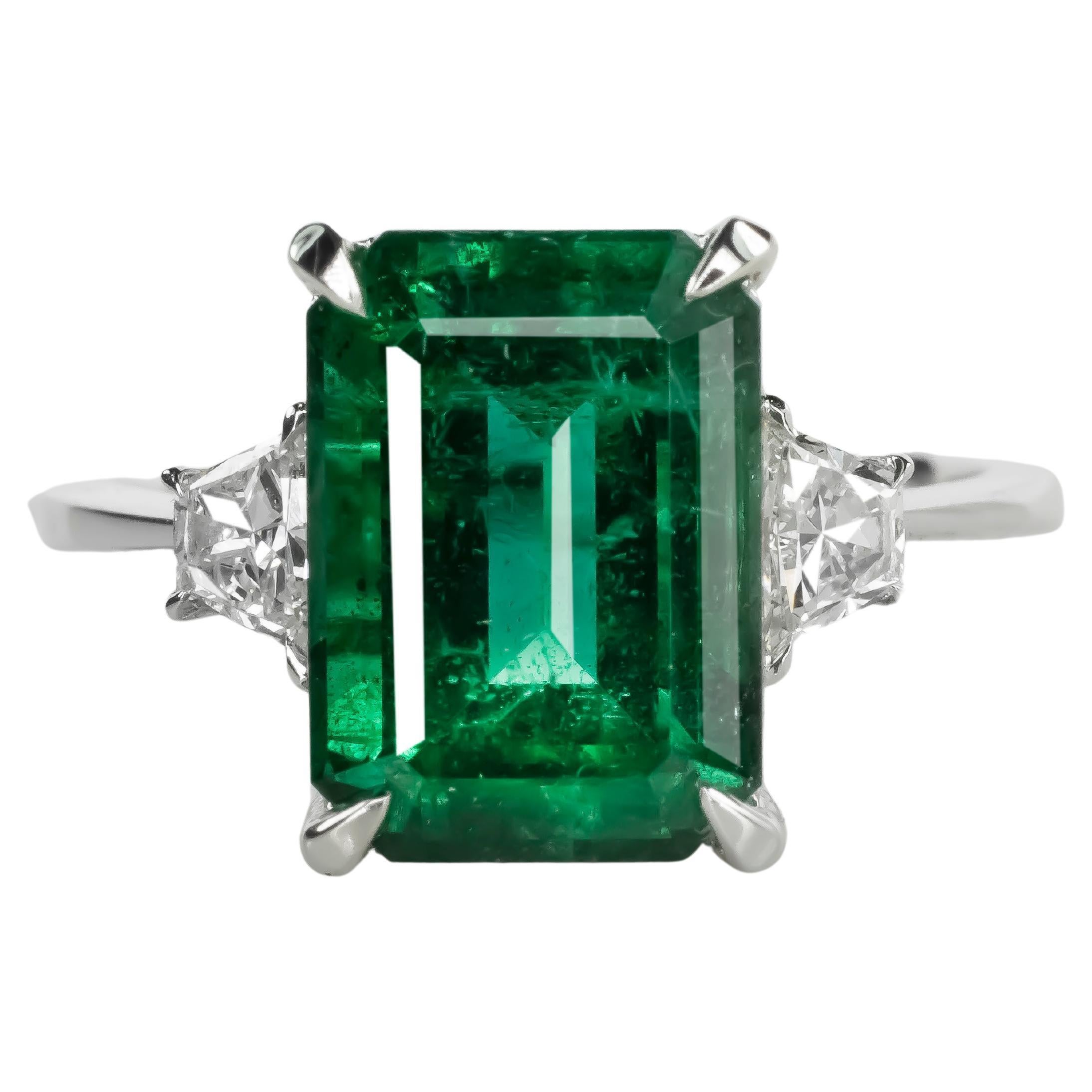 AGL Certified 13 Carat Emerald MINOR OIL Diamond Ring MADE IN ITALY