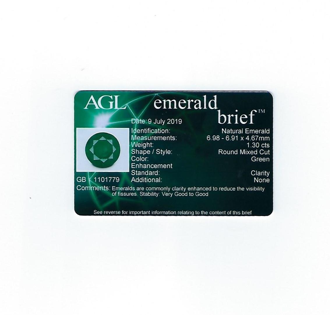 AGL Certified 1.30 Carat Emerald Diamond Gold Milgrain Filigree Ring For Sale 5