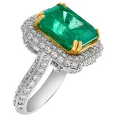 AGL Certified 13.01 Carat Emerald Ring in Platinum and 18 Karat with Diamonds