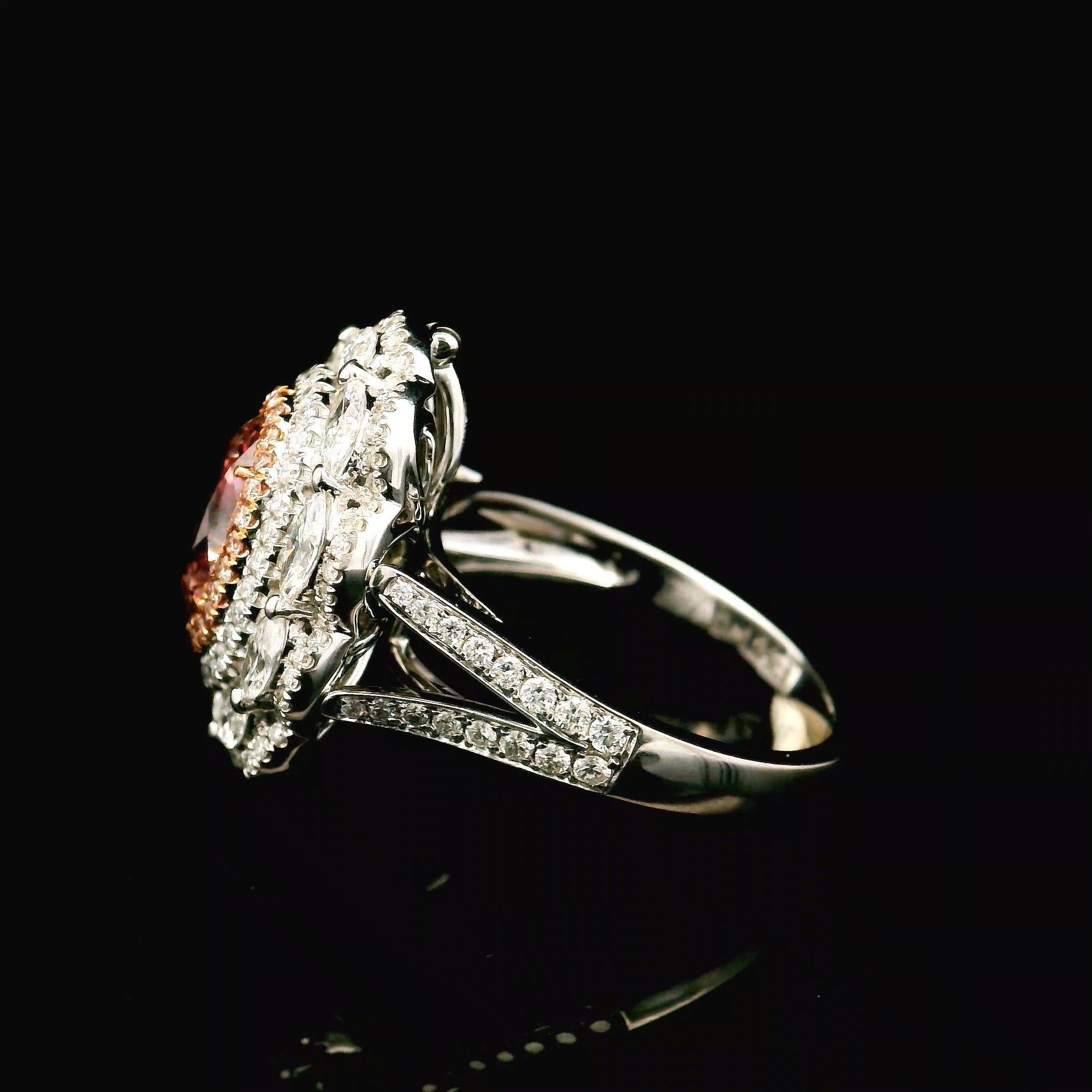 AGL Certified 1.31 Carat Fancy Pink VS Clarity Diamond Ring For Sale 1