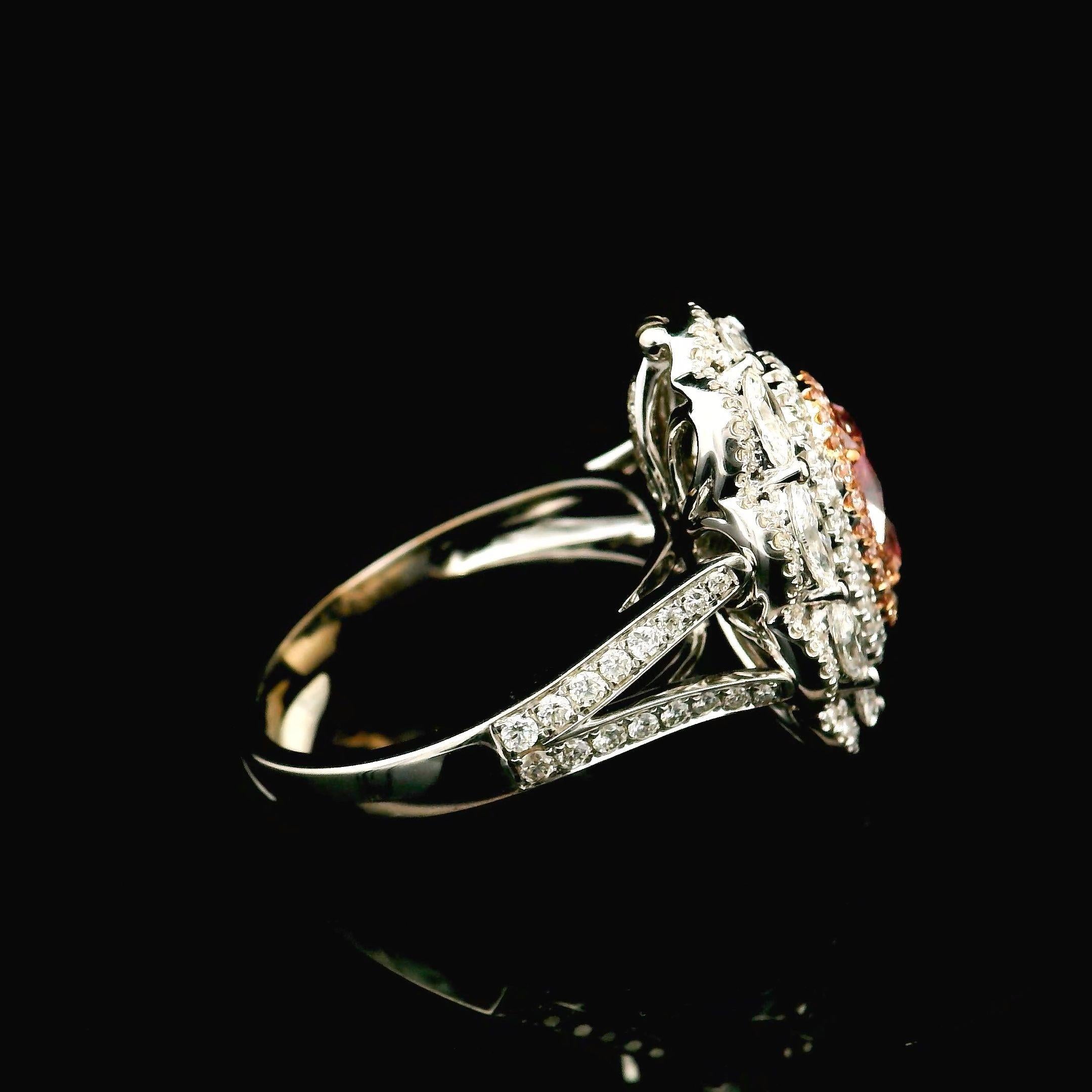 AGL Certified 1.31 Carat Fancy Pink VS Clarity Diamond Ring For Sale 2