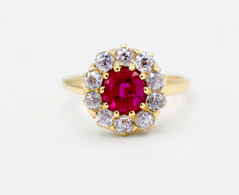 AGL Certified 1.32 Carat Natural Burmese Pinkish Red Oval No Heat Ruby & Diamond Cocktail Ring Size 6

AGL Document No: CS 71453 (note original report pictured for Ruby details)
Diamonds: Approx. .80 CTW H-I VS Old European/Mine cut diamonds 
Metal: