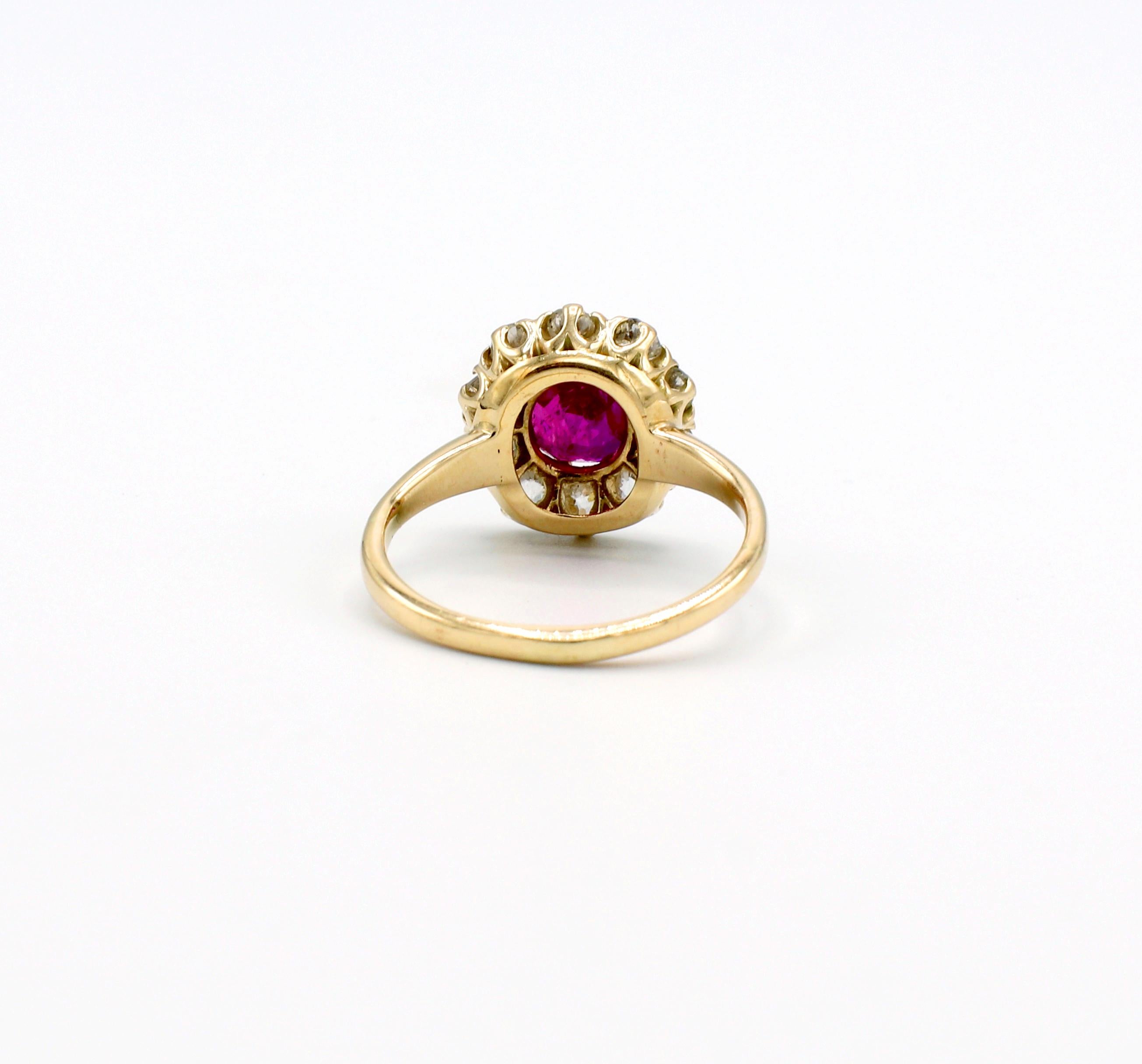 Cushion Cut AGL Certified 1.32 Carat Natural Burmese Ruby Diamond Cocktail Ring