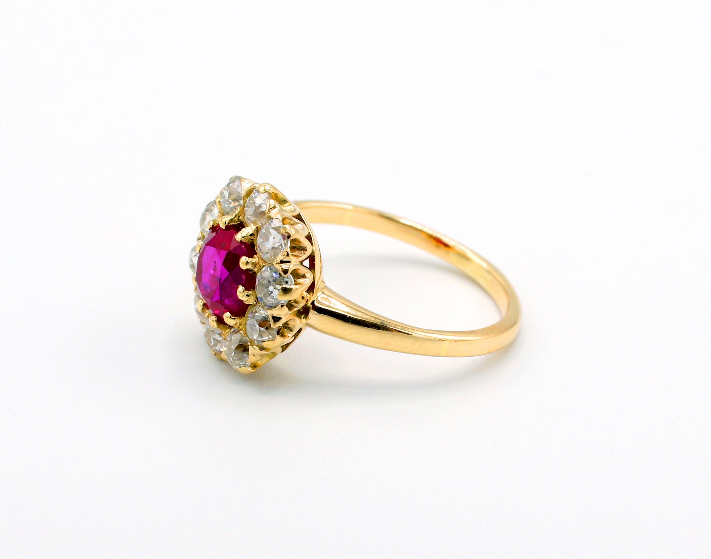 AGL Certified 1.32 Carat Natural Burmese Ruby Diamond Cocktail Ring In Good Condition In  Baltimore, MD