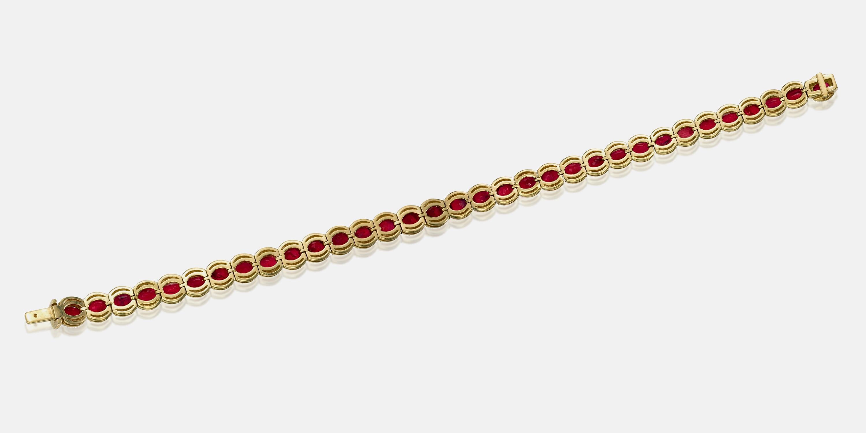 Pulsera de diamantes y rubíes birmanos sin calor de 13,22 quilates con certificación AGL Moderno en venta