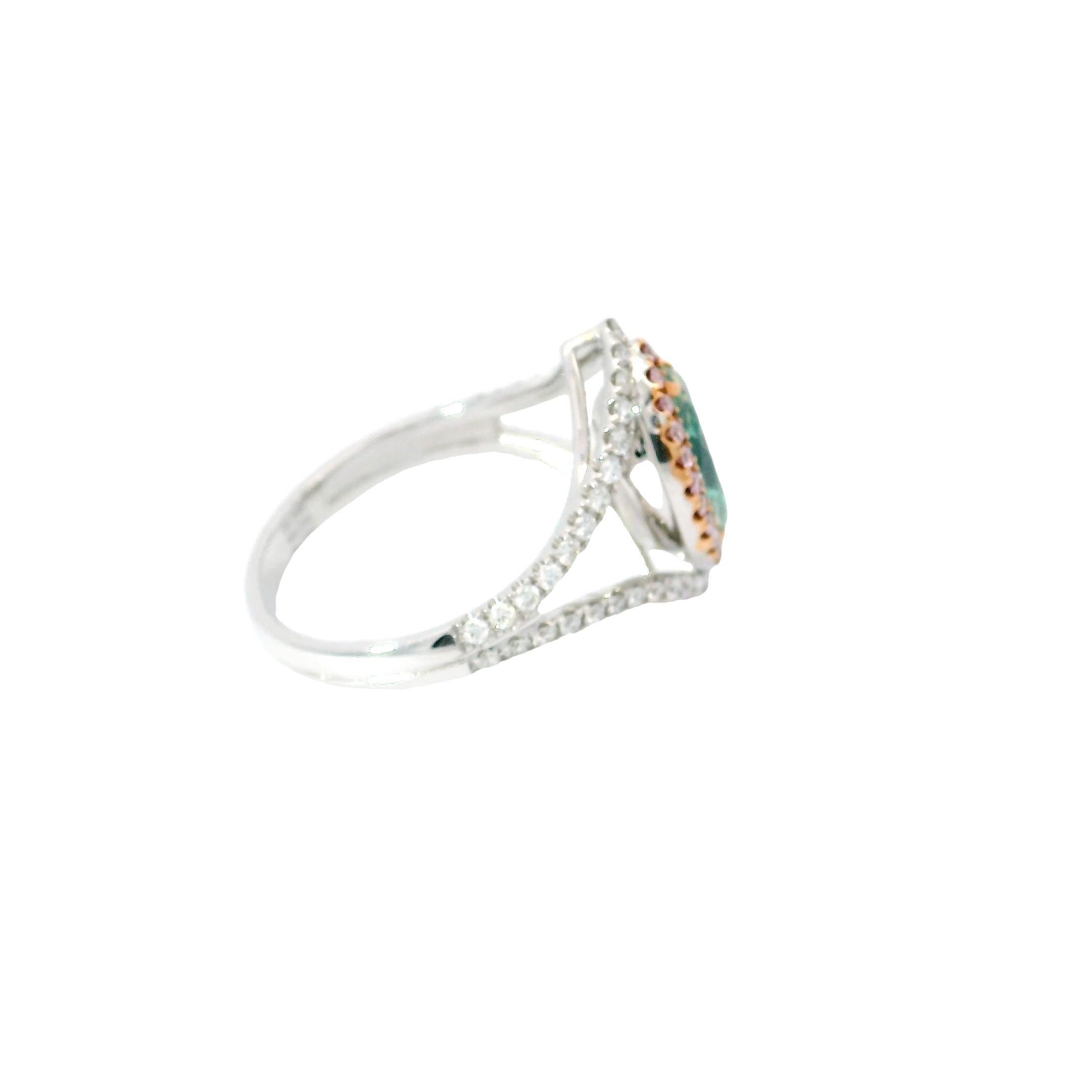 Bague avec diamant vert fantaisie certifié AGL de 1.33 carat de pureté SI en vente 2