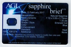 AGL Certified 1.35 Carat Emerald Shape Blue Sapphire