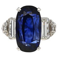 Platin-Vintage-Ring, AGL-zertifizierter 13,81 Karat Ceylon unbehandelter blauer unbehandelter Saphir Platin