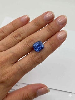 AGL-Certified 14.26 Carat Emerald-Cut Blue Sapphire Ceylon No Heat