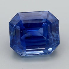 AGL-Certified 14.22 Carat Emerald-Cut Blue Sapphire Ceylon No Heat