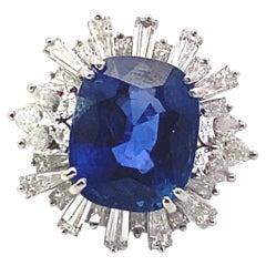 Bague en platine avec saphir bleu de Birmanie non chauffé de 14,27 carats, certifié AGL