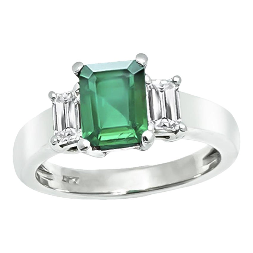 AGL zertifizierter 1,45ct Smaragd 0,70ct Diamant Verlobungsring im Angebot