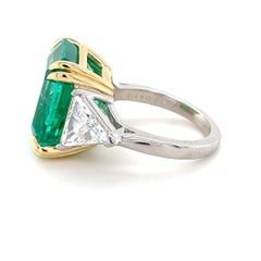AGL Certified 14.60 Carat Colombian Emerald and Diamond Ring