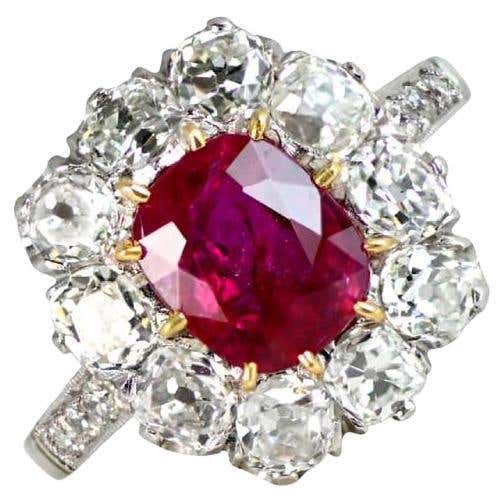 9.34 ct AGL Certified Unheated Burma Ruby Ring in Platinum Diamond ...