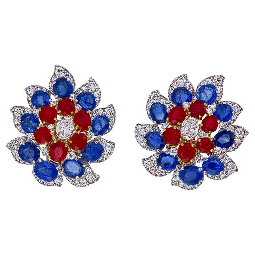 AGL Certified 14.90 Carat Burmese No Heat Pigeon Blood Ruby and Diamond Earrings