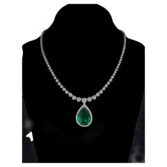 AGL certified 15 carat  Minor oil pear cut Emerald Necklace