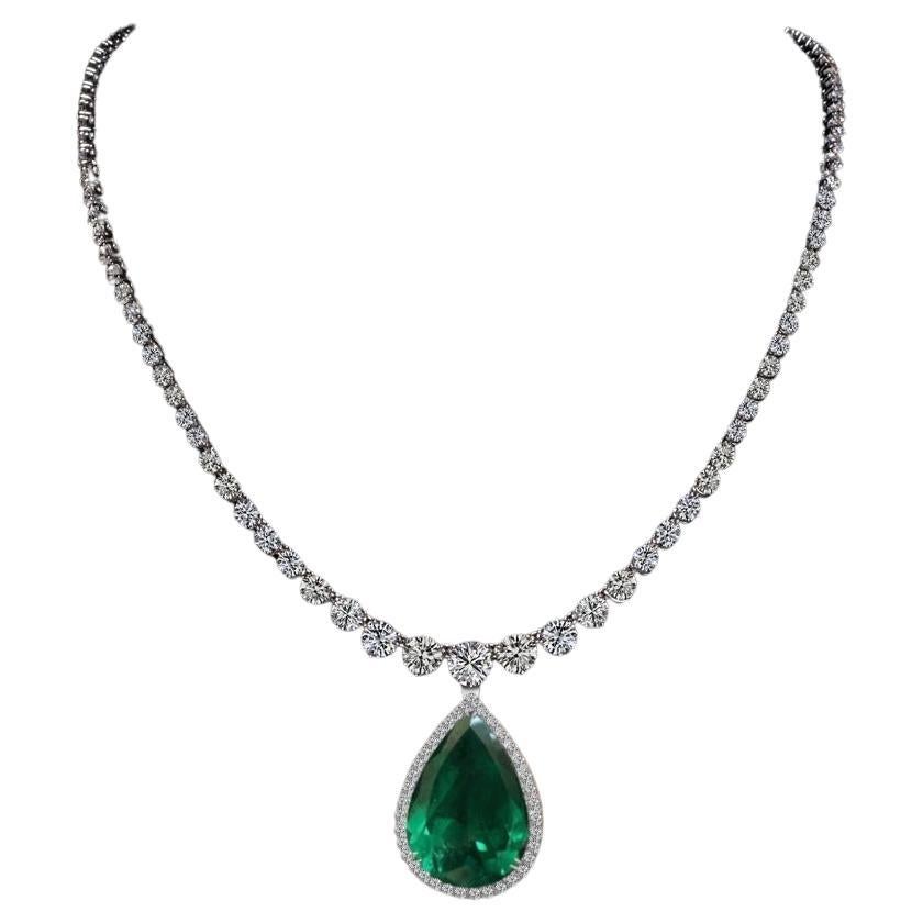 AGL certified 15 carat  Minor oil pear cut Emerald Necklace
