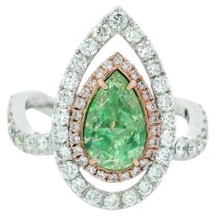 Anello con diamante certificato AGL da 1.50 carati, di colore verde Greene & Greene
