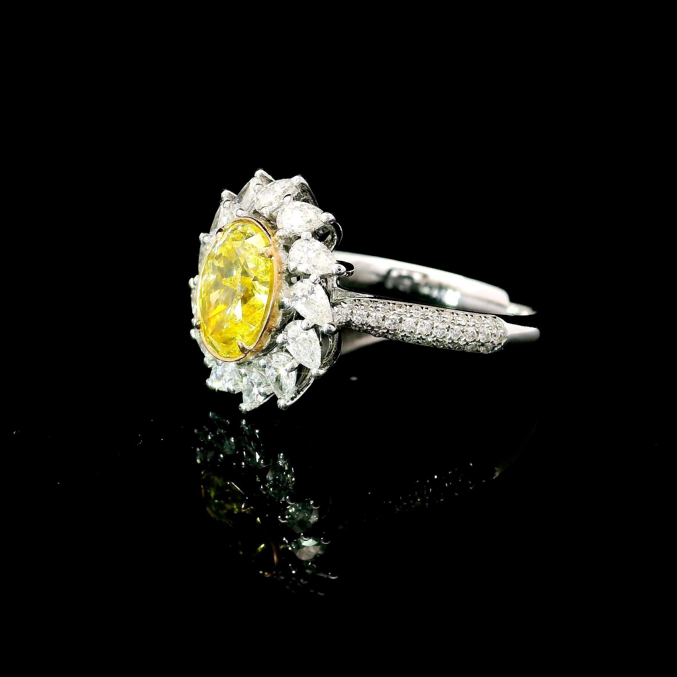 Bague en diamant certifié AGL 1.50 carat Fancy Yellow VS Clarity Neuf - En vente à บางรัก, TH