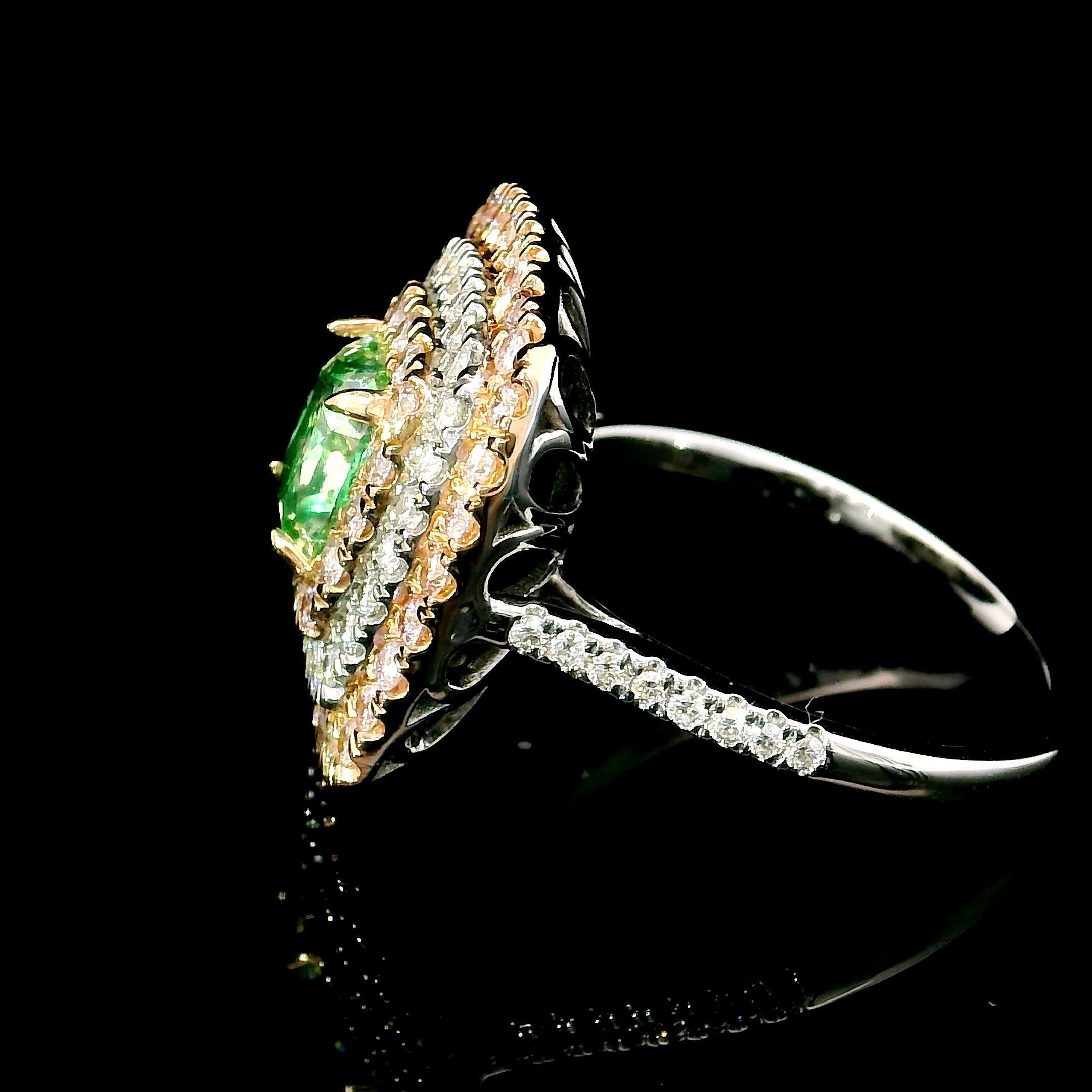 AGL Certified 1.51 Carat Fancy Green VS Clarity Diamond Ring For Sale 1