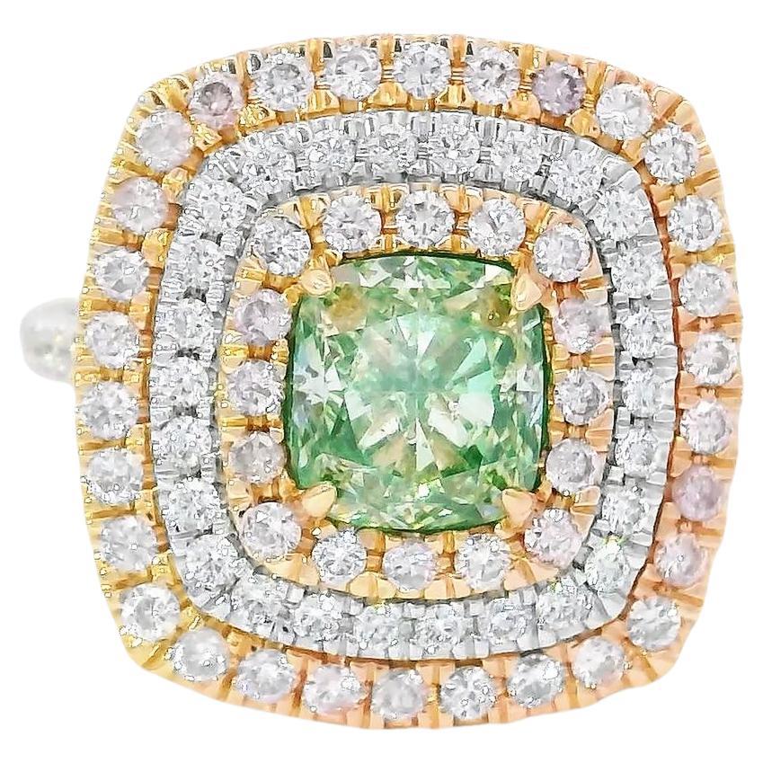 AGL Certified 1.51 Carat Fancy Green VS Clarity Diamond Ring