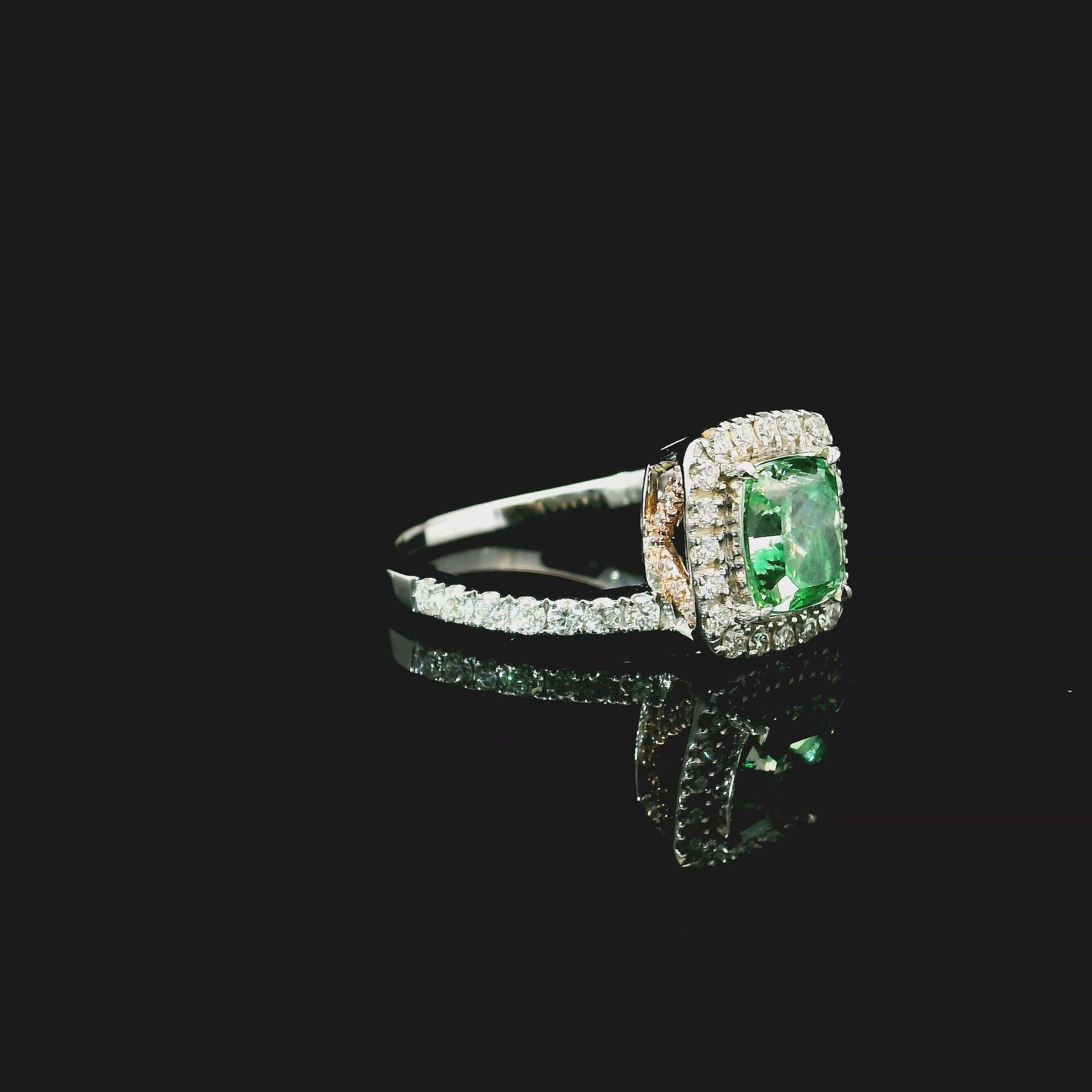 da uomo o donna Anello con diamante certificato AGL da 1,51 carati Fancy Green VS1 Clarity in vendita