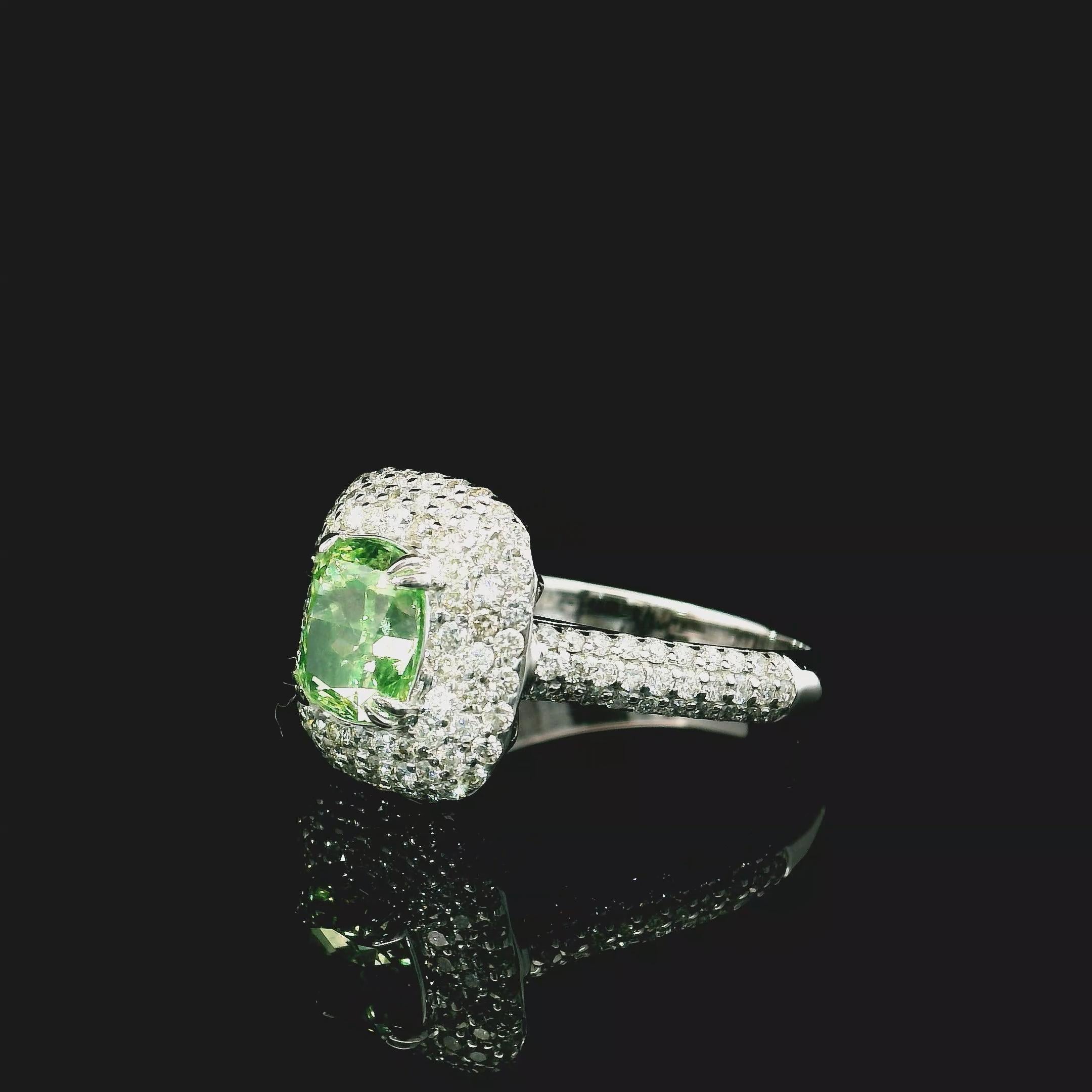 AGL-zertifizierter 1,51 Karat intensiver grüner Diamantring mit Reinheit SI1 im Zustand „Neu“ im Angebot in บางรัก, TH