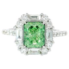AGL Certified 1.51 Carat Fancy Intense Green SI1 Clarity Diamond Ring