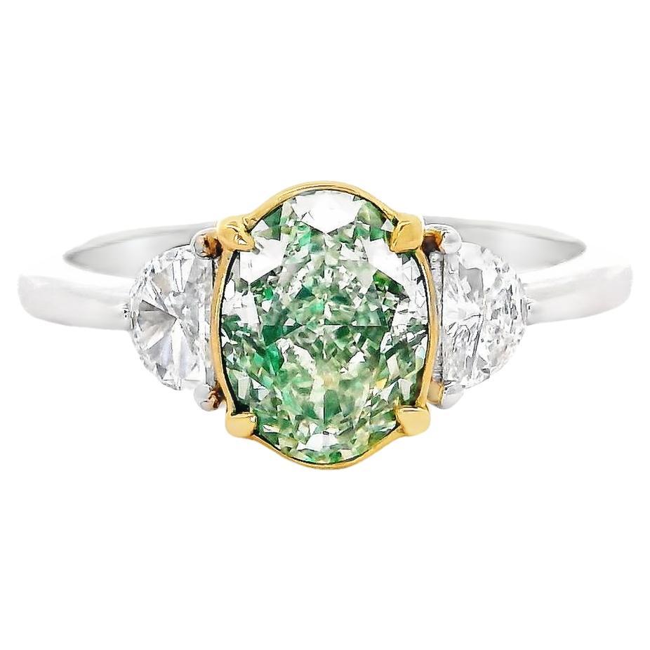 AGL Certified 1.51 Carat Fancy Light Green VS Clarity Diamond Ring