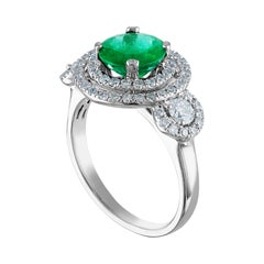 AGL Certified 1.51 Carat Round Emerald Diamond Gold Ring