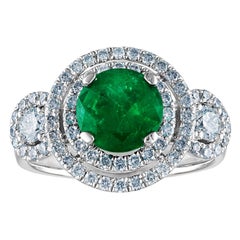 Anillo de oro con diamante esmeralda redondo certificado AGL de 1.51 quilates