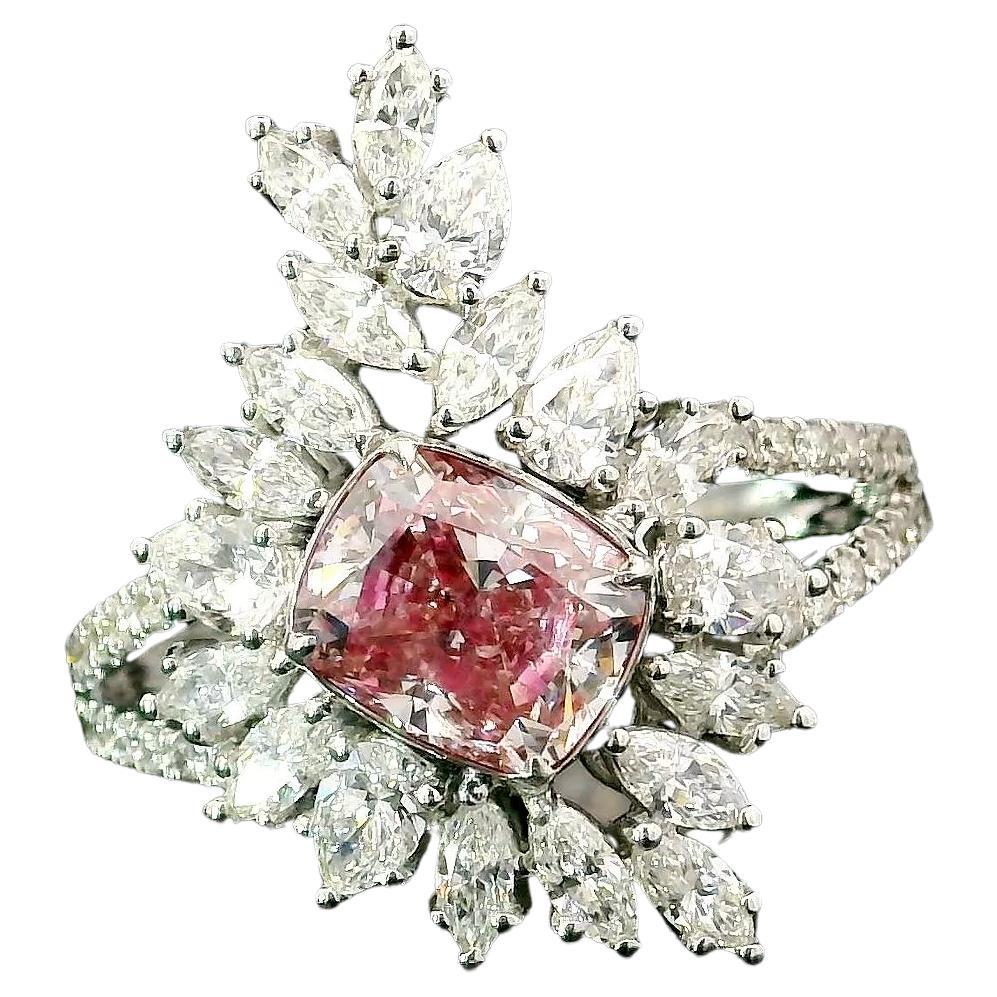 Anillo de diamantes con certificado AGL de 1,51 Fancy Pink SI1 Clarity