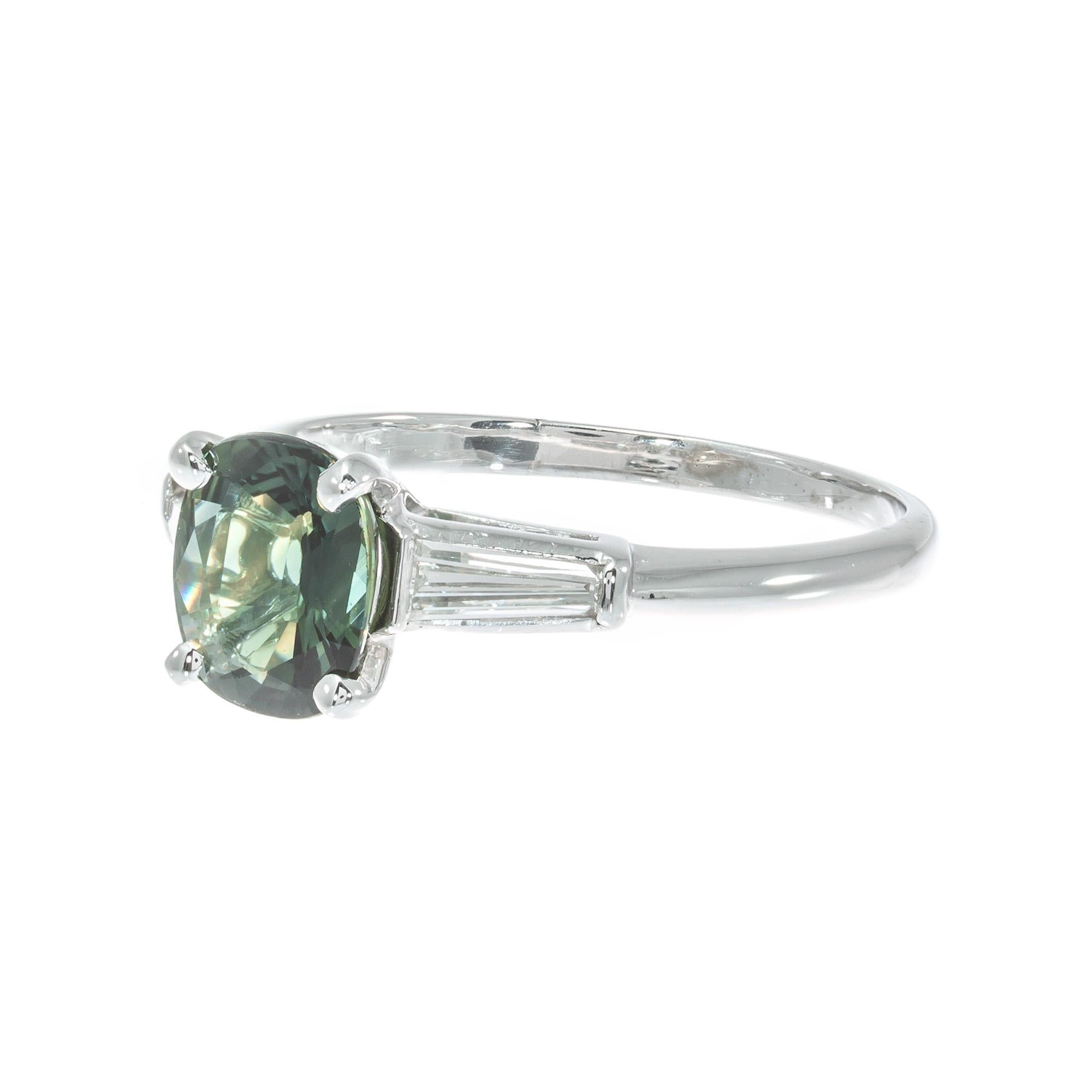 vintage green sapphire engagement ring