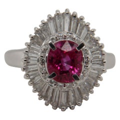 AGL Certified 1.56 Carat Burma Ruby No Heat and Diamond Ring in PT900 Platinum