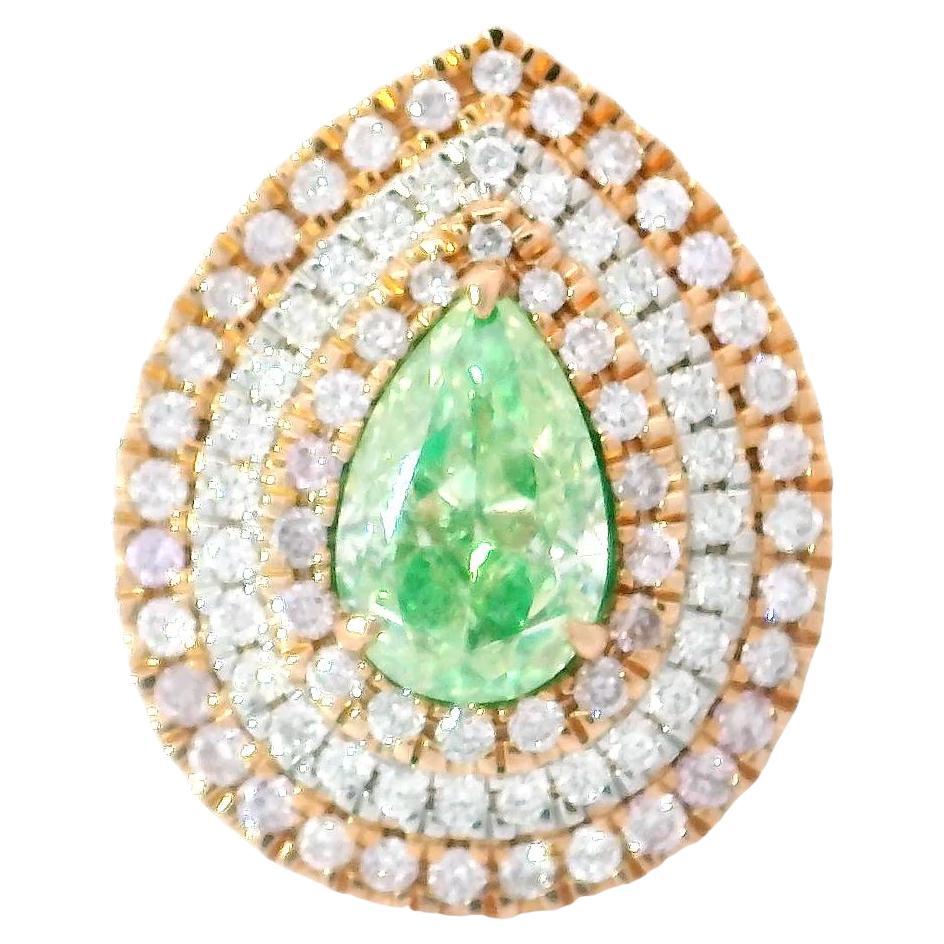 AGL Certified 1.56 Carat Fancy Green VS Clarity Diamond Ring