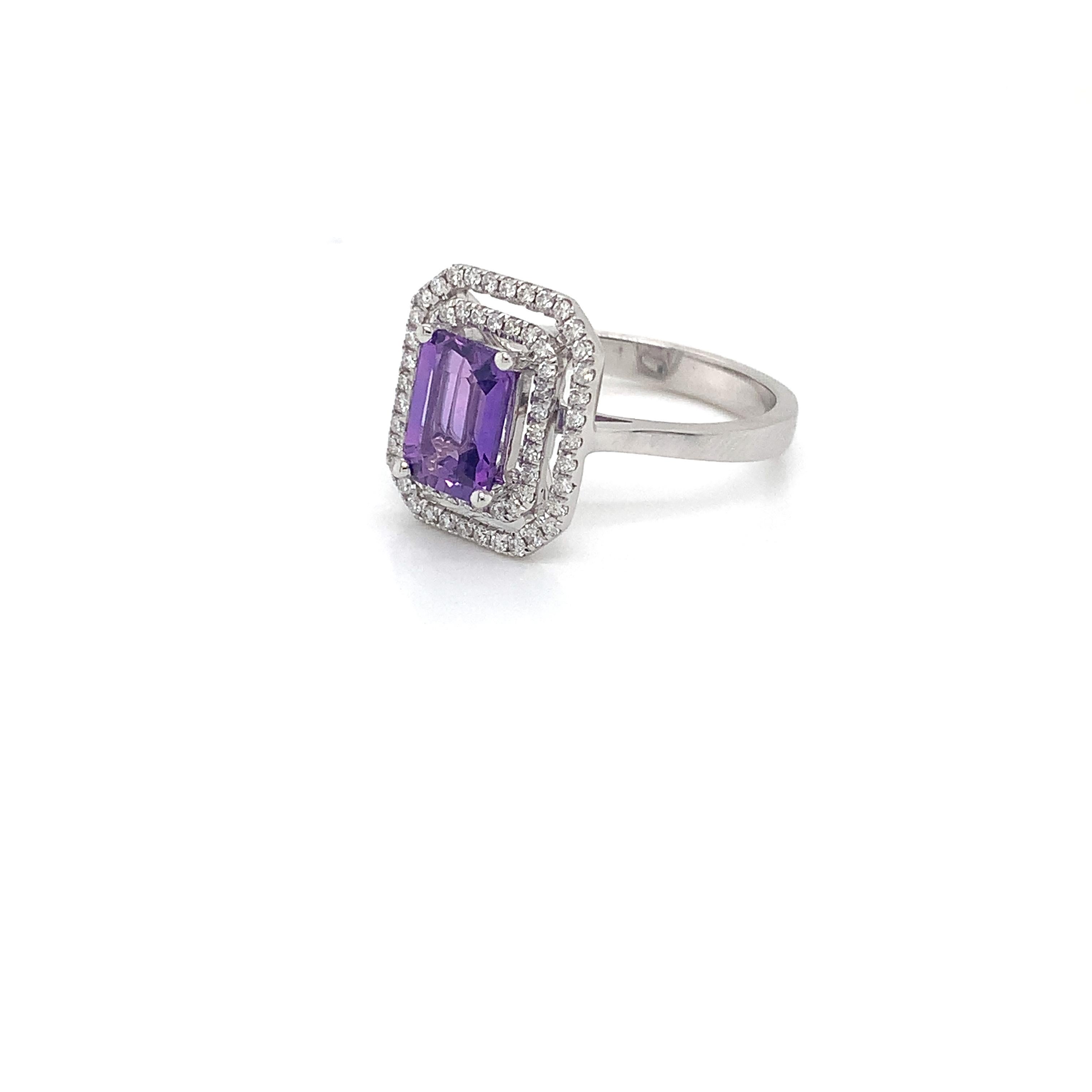 Moderne Bague en diamants et saphir violet certifié AGL de 1,61 carat, sans chaleur en vente