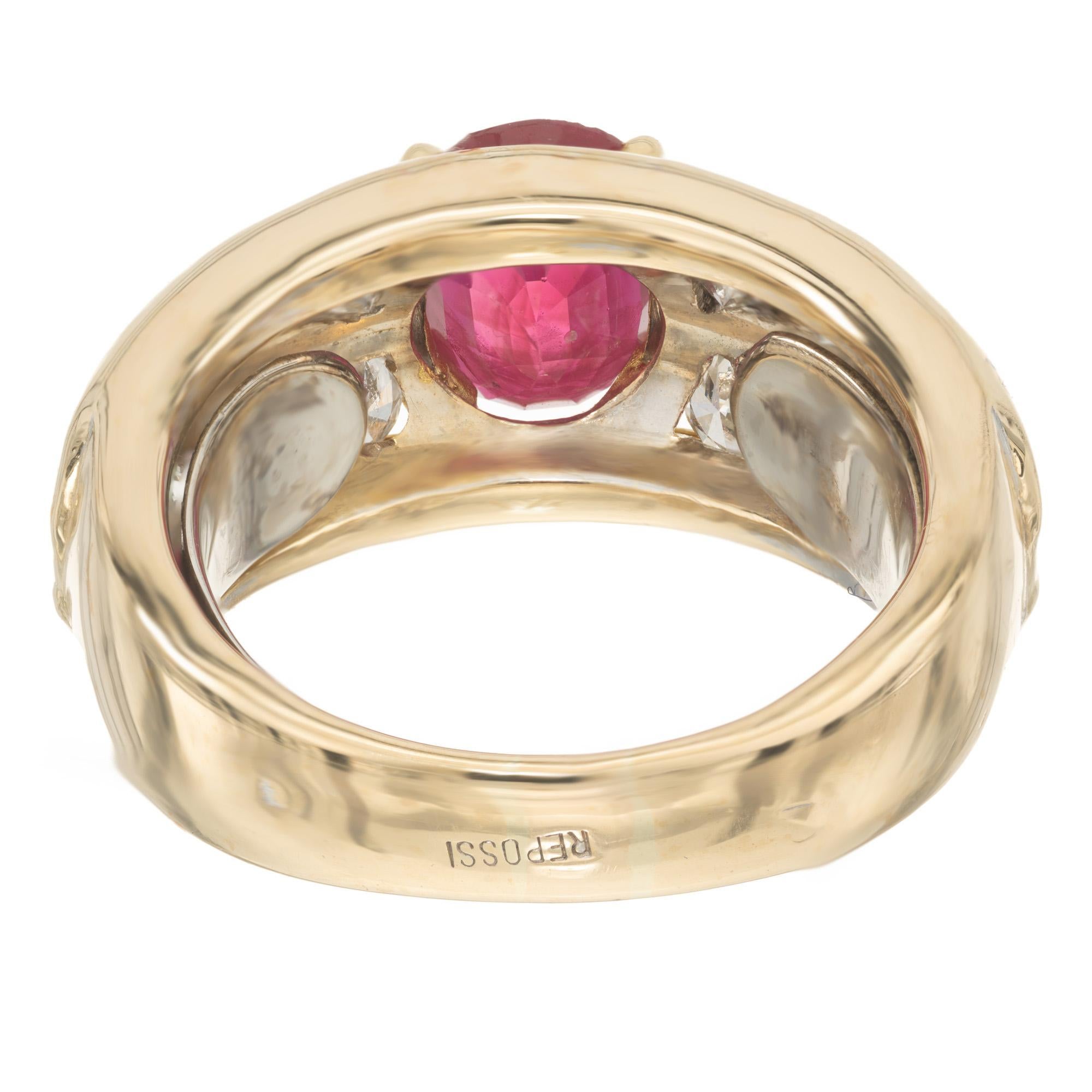 AGL Certified 1.65 Carat Oval Ruby Diamond Gold Engagement Ring For Sale 1
