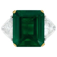 Esmeralda zambiana de 16,55 quilates certificada por AGL Trillón de diamantes laterales Oro amarillo de 18 quilates