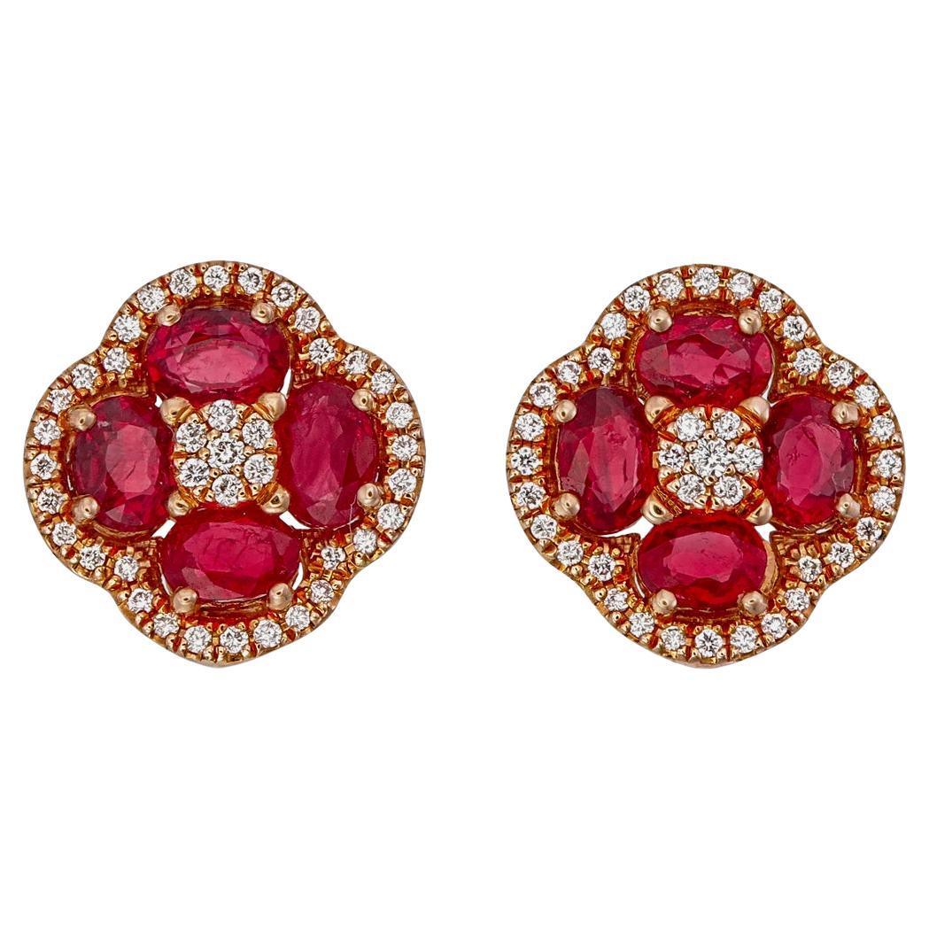 AGL Certified 1.69 Carat Burmese No Heat Pigeon Blood Ruby and Diamond Earrings
