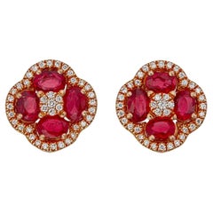 AGL Certified 1.69 Carat Burmese No Heat Pigeon Blood Ruby and Diamond Earrings