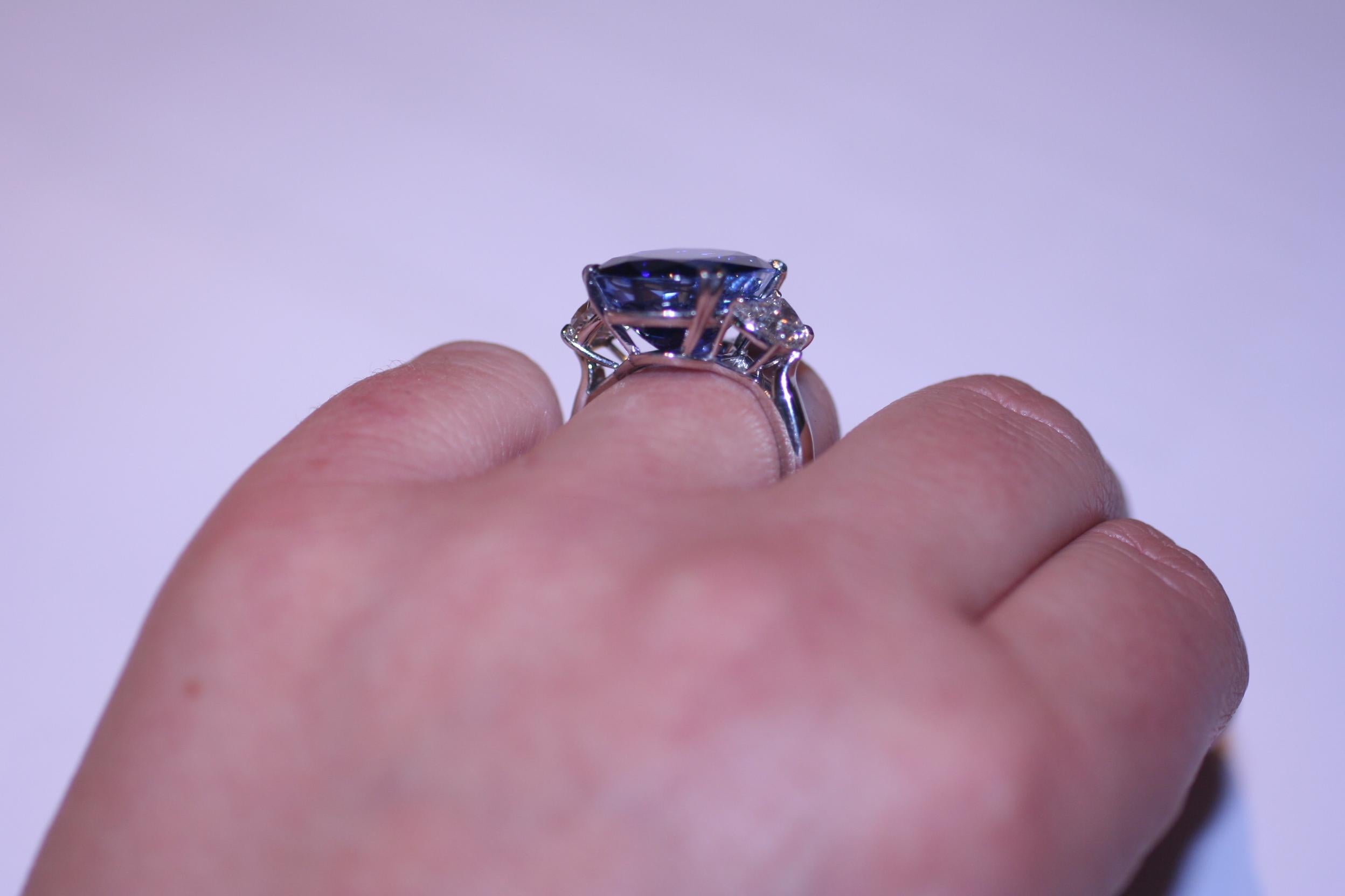 Modern AGL Certified 16.99 Carat Blue Sapphire Ring