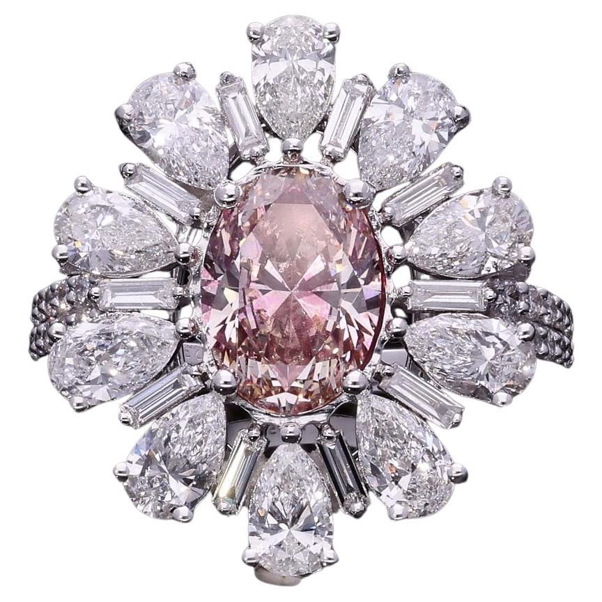AGL Certified 1.73 Carat Fancy Pink VS Clarity Diamond Ring