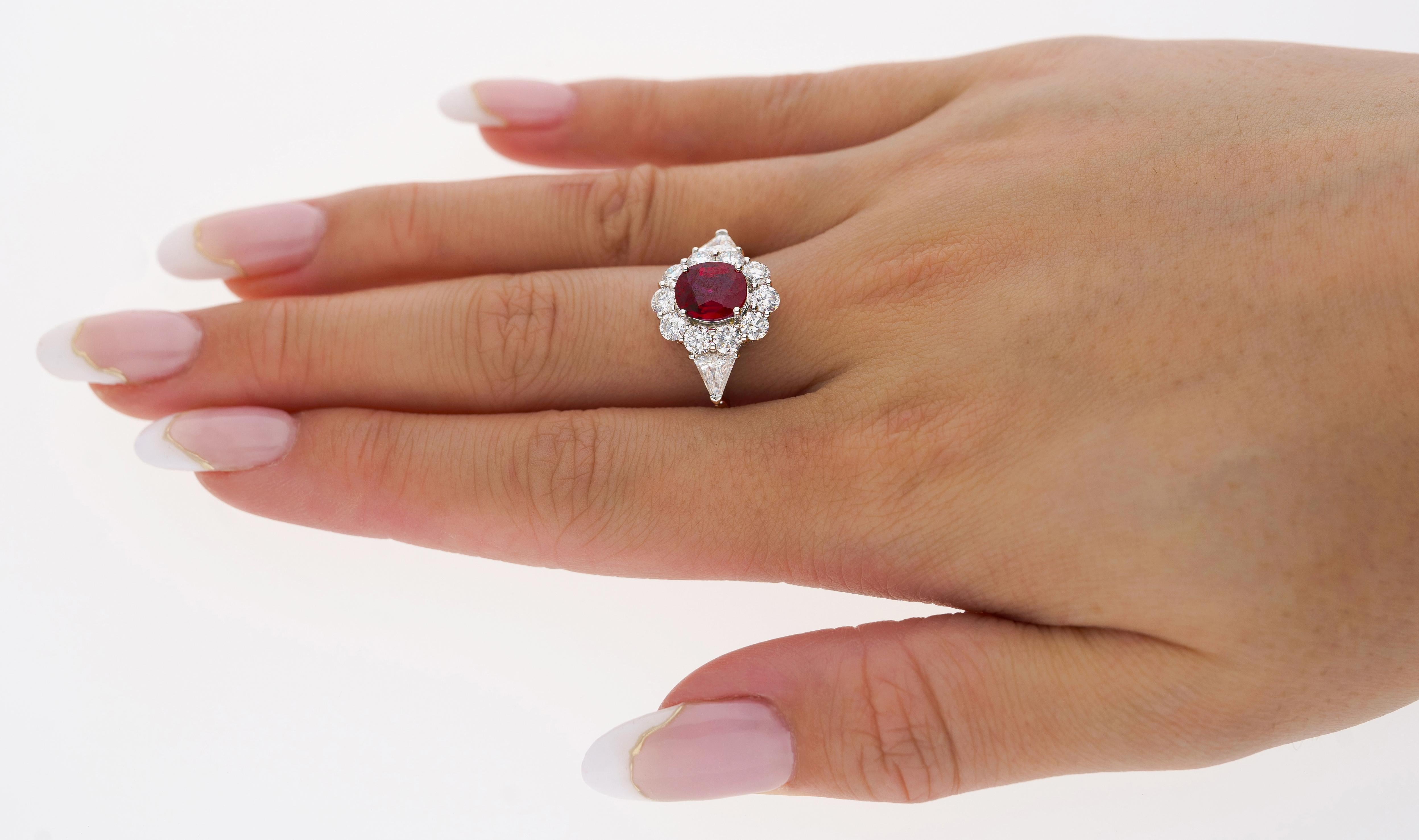 AGL Certified 1.76 Carat Pigeon's Blood Red No Heat CLASSIC Burma Ruby Ring In New Condition For Sale In Miami, FL