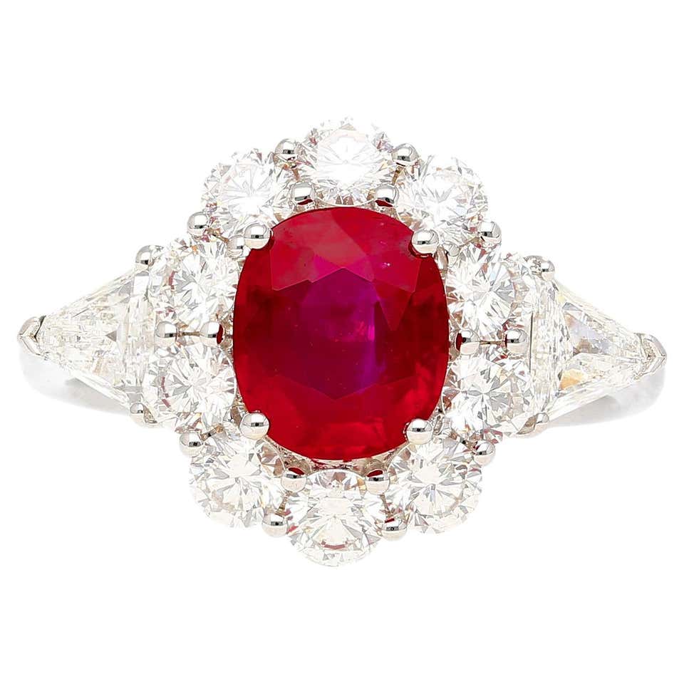 Ruby's Roswell 2.09 Carat Vivid Red Pigeon's Blood Burma Ruby Emerald Cut East-West ...